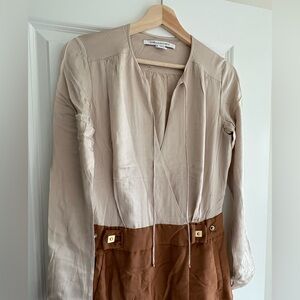 DVF Two-Tone Beige and Brown Dress